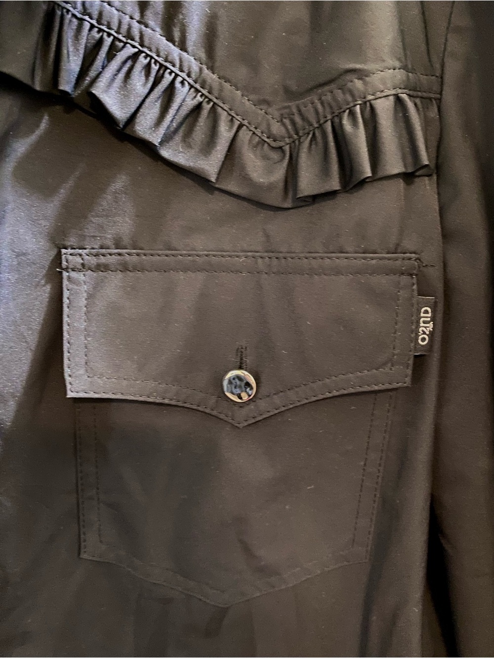 O'2nd Black Ruffle-Trim Button-Front Jacket - Picture 4 of 12
